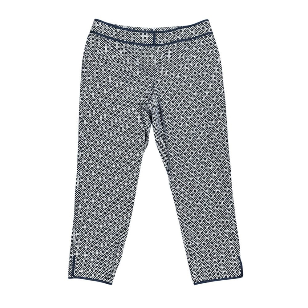 Talbots Pants Size 10 Petite Blue Geometric Signature Ankle Length Stretch